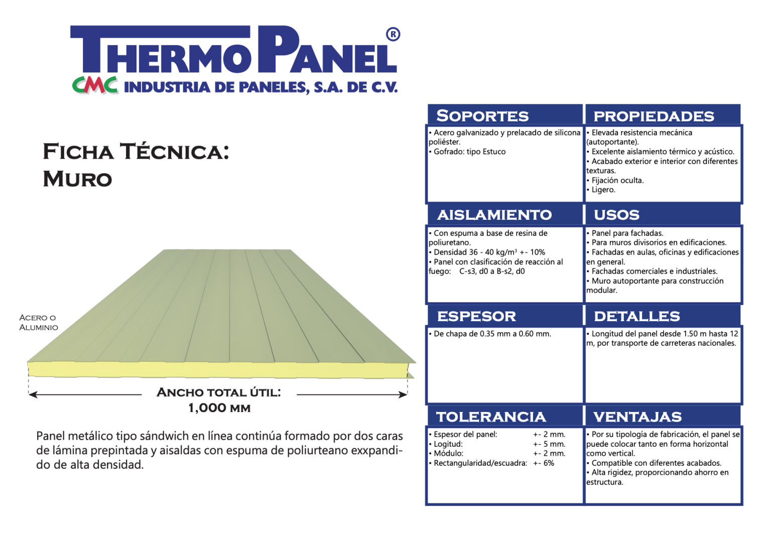 Fichas técnicas | Thermopanel